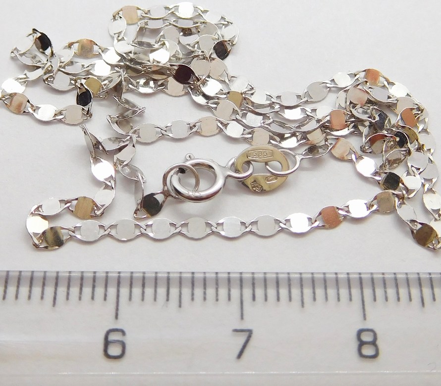 Klenoty Budín Dámský zlatý řetízek z bílého zlata ZRCÁTKA 585/1,25gr 45cm HK6286