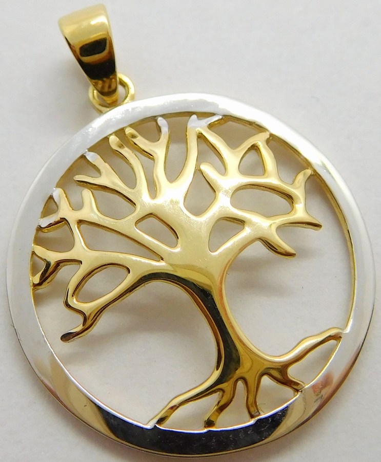 Klenoty Budín Zlatý přívěsek z bílého a žlutého zlata STROM ŽIVOTA 585/1,46gr HK3090