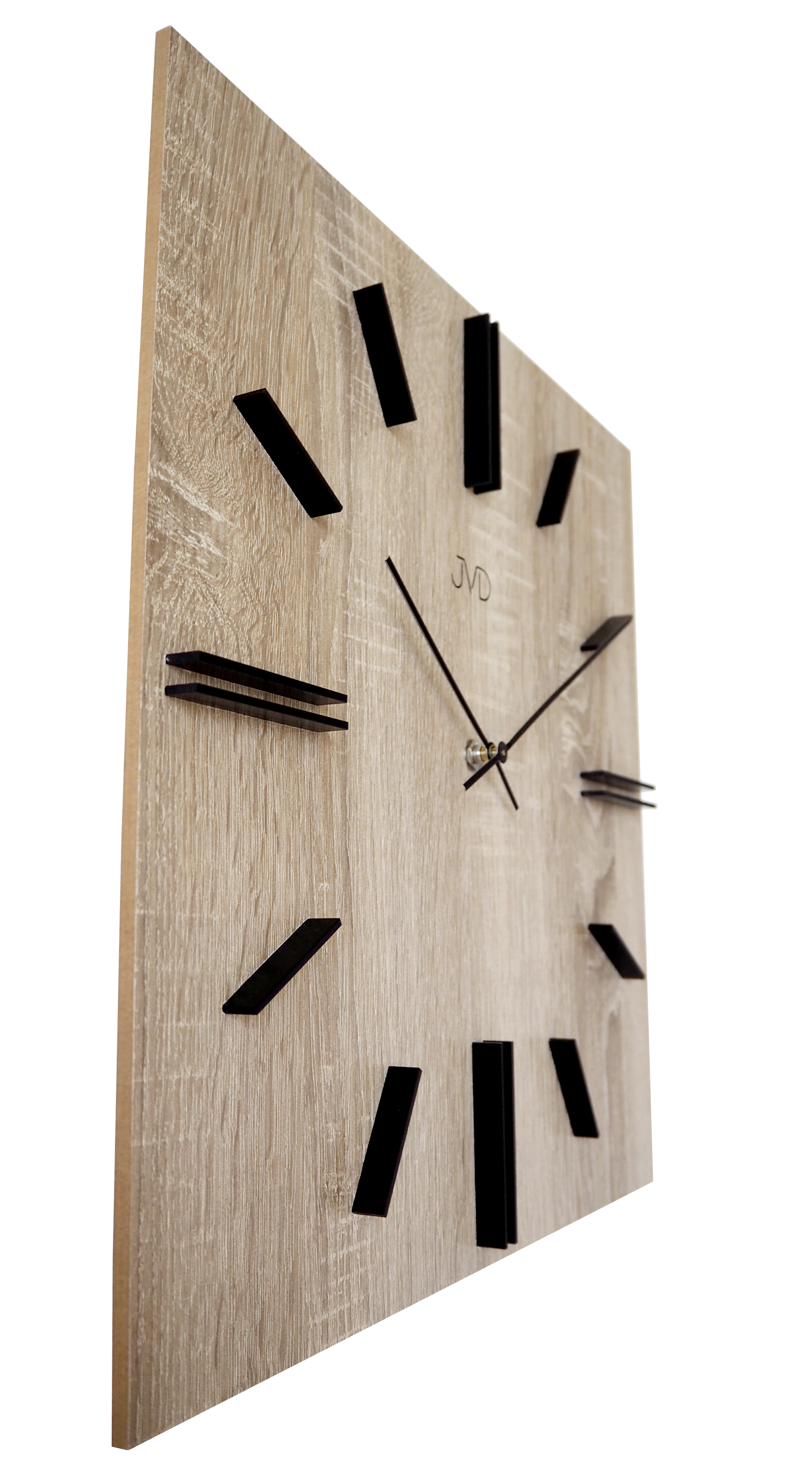 Designové moderní dřevěné hranaté hodiny s 3D číslicemi JVD HC45.2