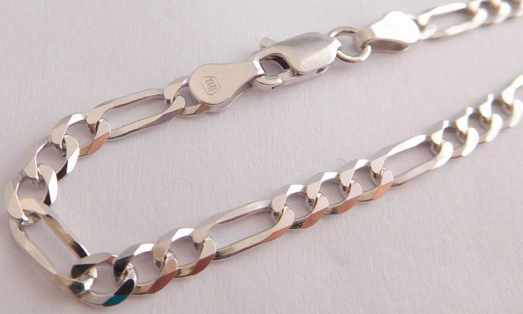 Klenoty Budín Pánský mohutný stříbrný rhodiovaný náramek 21cm FIGARO šíře 3,5mm 925/1000 3,71gr 0302389