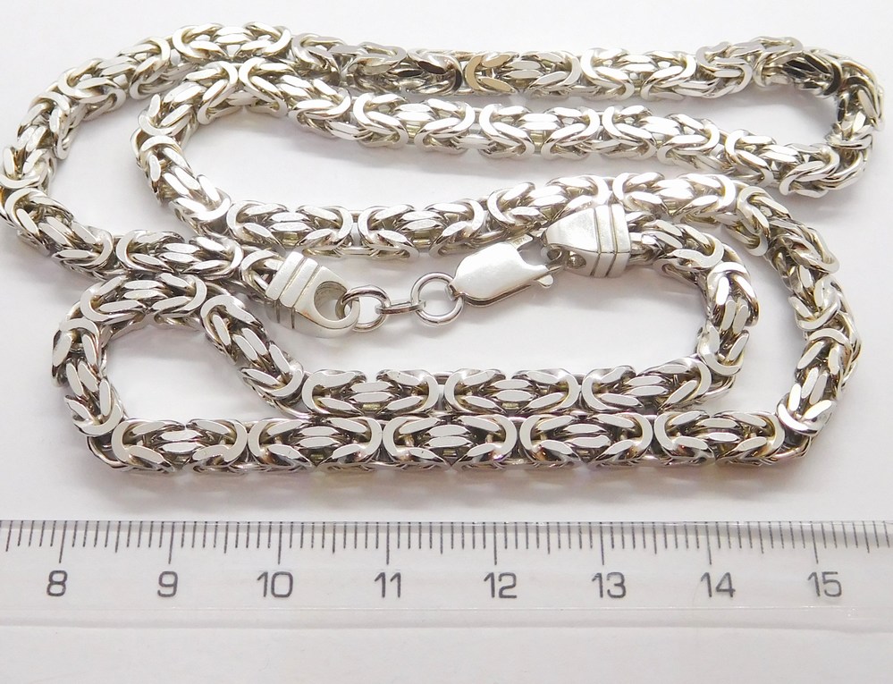 Klenoty Budín Mohutný pánský stříbrný rhodiovaný řetěz - královská vazba 60cm 925/1000 57,35gr 030364400024