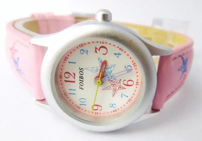 Foibos Růžové dívčí dětské hodinky Foibos CK1567.4 s barevnými motivy