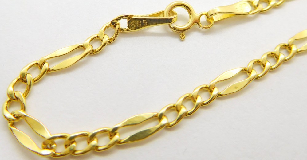 Klenoty Budín Pánský zlatý pevný řetízek KÁVOVÉ ZRNO 50cm 585/2,11gr HK6108