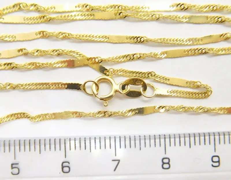 Klenoty Budín Pevný přívěskový zlatý řetízek TWIST S DESTIČKOU 585/1,85gr 45cm HK6126