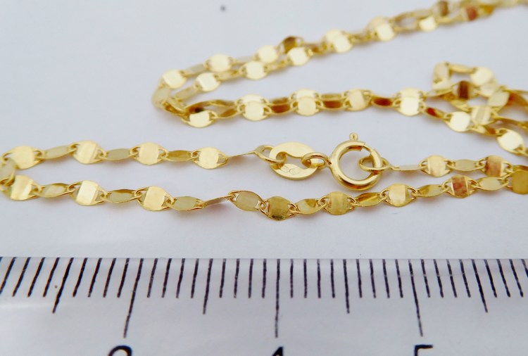 Klenoty Budín Dámský zlatý řetízek ze žlutého zlata (zrcátka) 45cm - 585/1,32gr HK6136