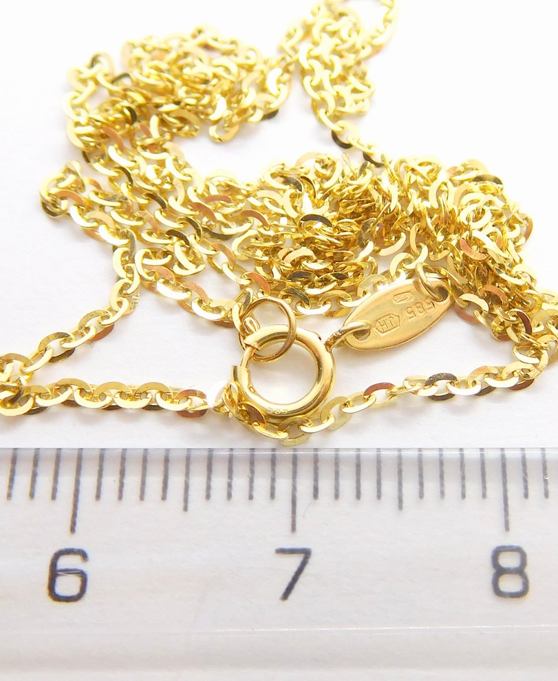 Klenoty Budín Pevný dámský přívěskový zlatý řetízek ANKER 585/1,76gr 45cm HK6141