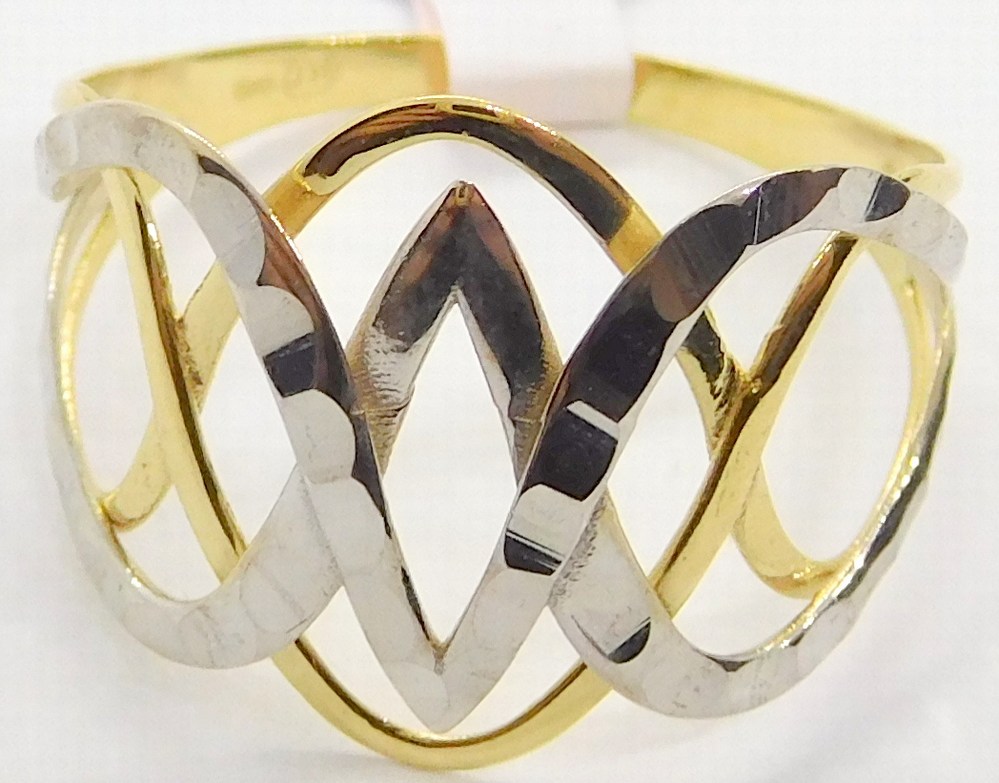 Klenoty Budín Mohutný dámský prsten z bílého a žlutého zlata 585/2,34gr vel. 64 HK1130