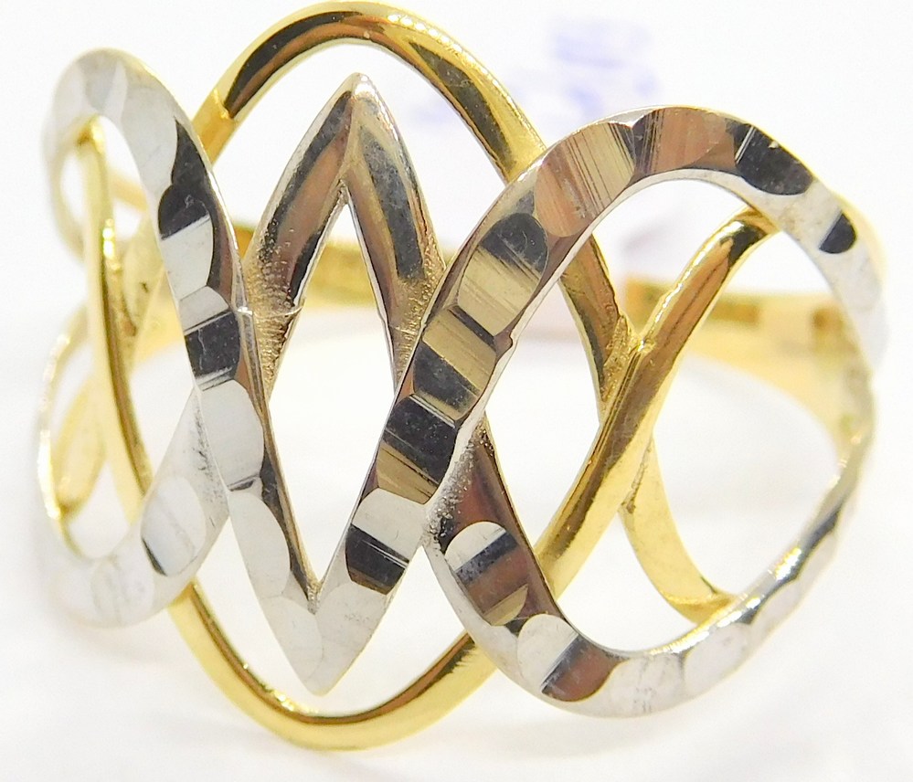 Klenoty Budín Mohutný dámský prsten z bílého a žlutého zlata 585/2,34gr vel. 64 HK1130