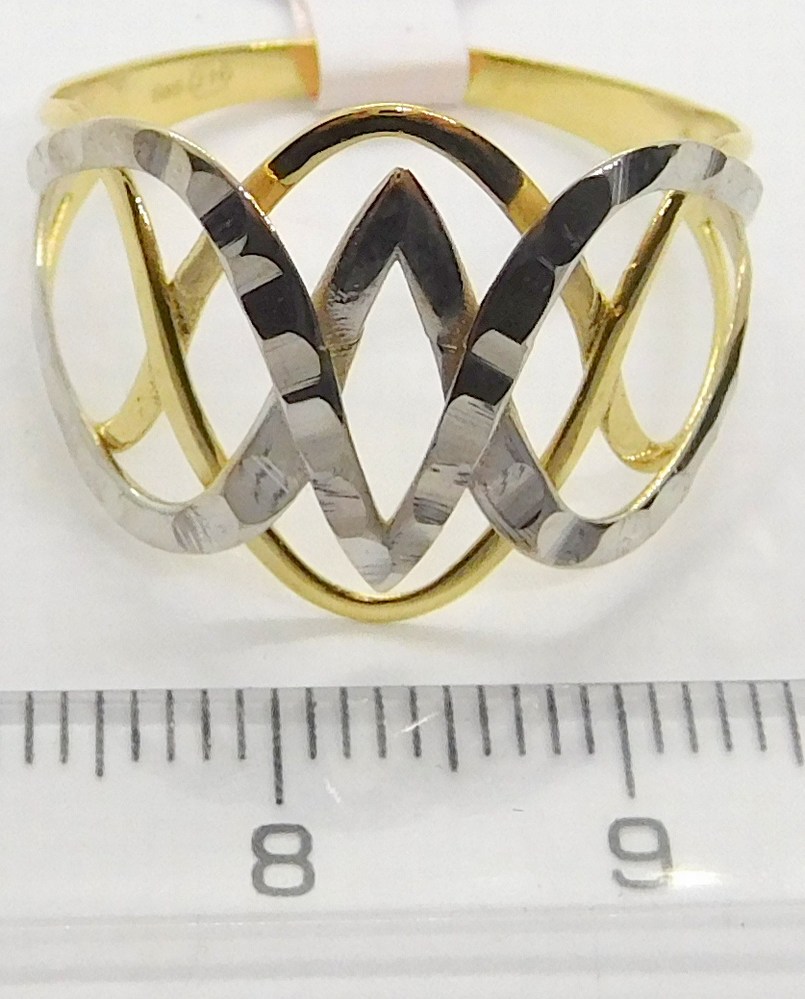 Klenoty Budín Mohutný dámský prsten z bílého a žlutého zlata 585/2,34gr vel. 64 HK1130