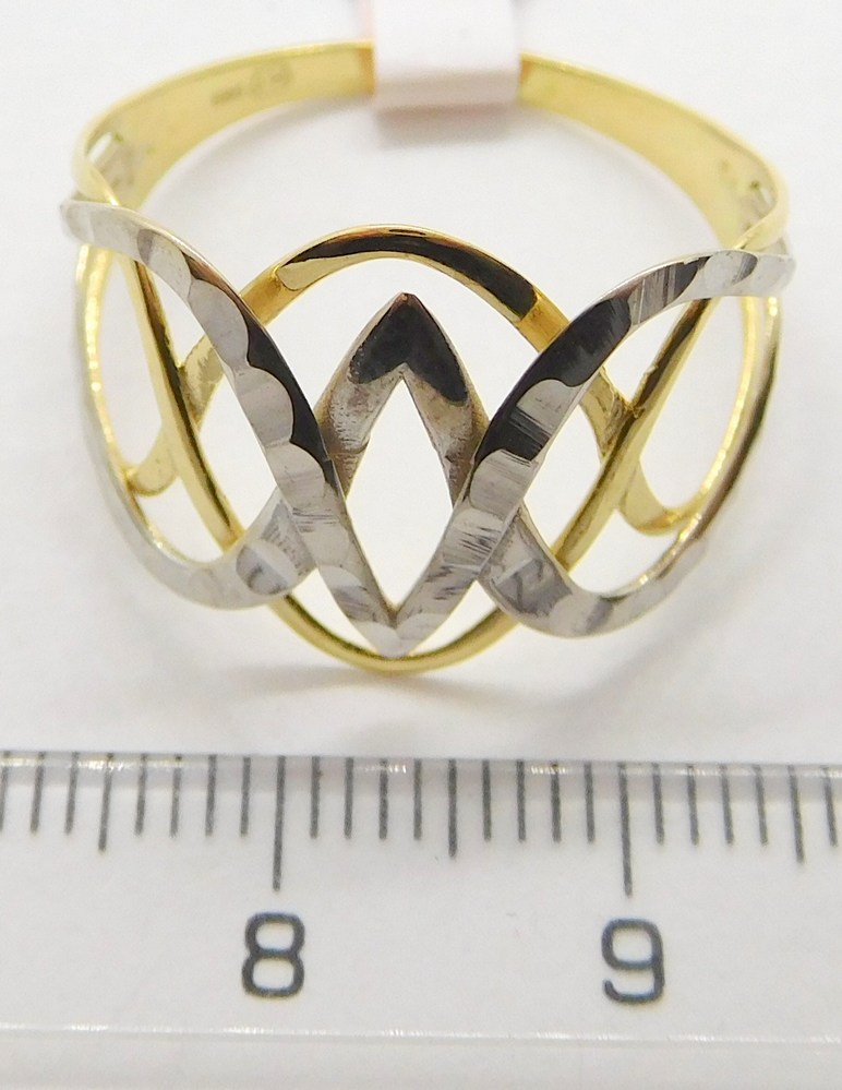 Klenoty Budín Mohutný dámský prsten z bílého a žlutého zlata 585/2,34gr vel. 64 HK1130