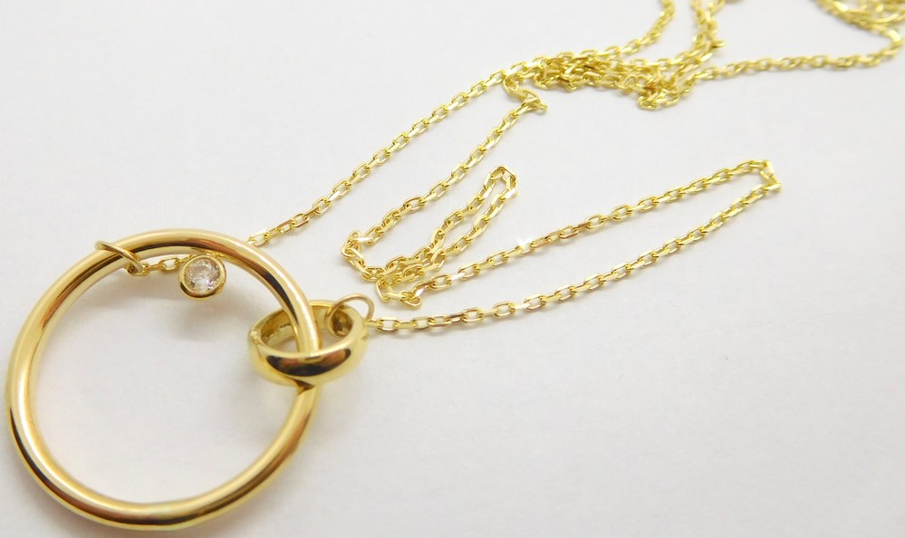 Klenoty Budín Zlatá souprava ze žlutého zlata s kruhem a zirkonem 585/2,24gr 42+3cm H4034