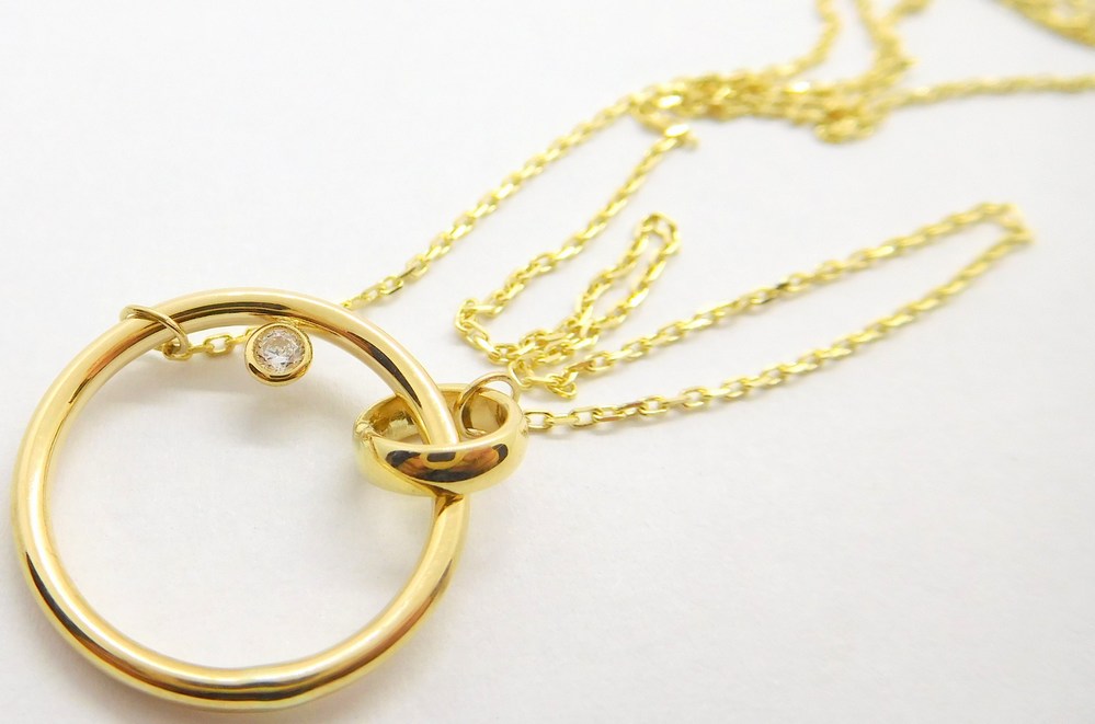 Klenoty Budín Zlatá souprava ze žlutého zlata s kruhem a zirkonem 585/2,24gr 42+3cm H4034