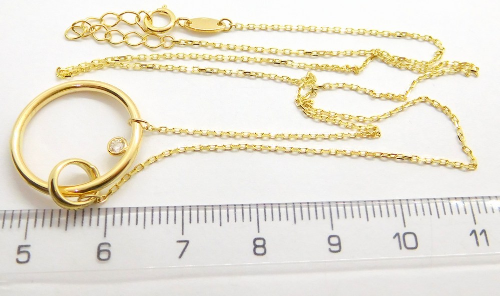 Klenoty Budín Zlatá souprava ze žlutého zlata s kruhem a zirkonem 585/2,24gr 42+3cm H4034