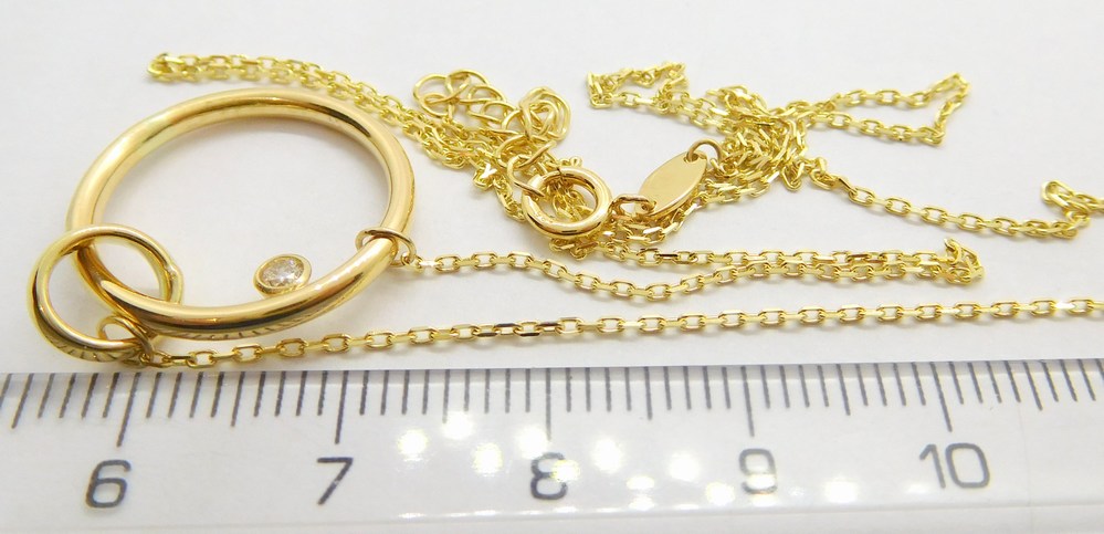 Klenoty Budín Zlatá souprava ze žlutého zlata s kruhem a zirkonem 585/2,24gr 42+3cm H4034