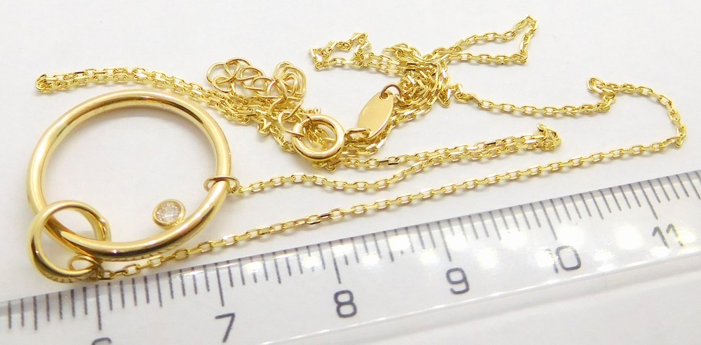 Klenoty Budín Zlatá souprava ze žlutého zlata s kruhem a zirkonem 585/2,24gr 42+3cm H4034