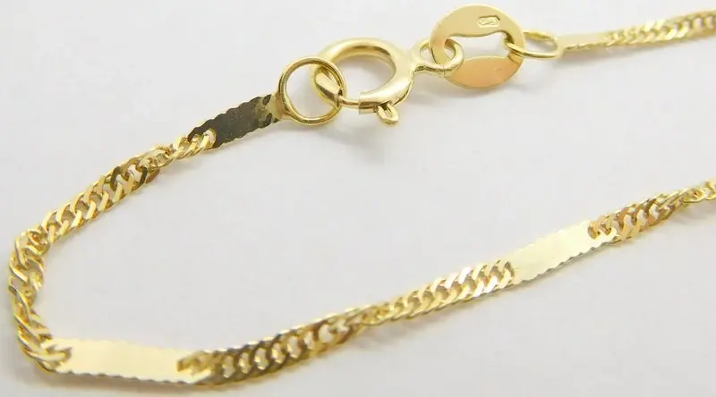 Klenoty Budín Pevný přívěskový zlatý řetízek TWIST S DESTIČKOU 585/2,05gr 50cm HK6150