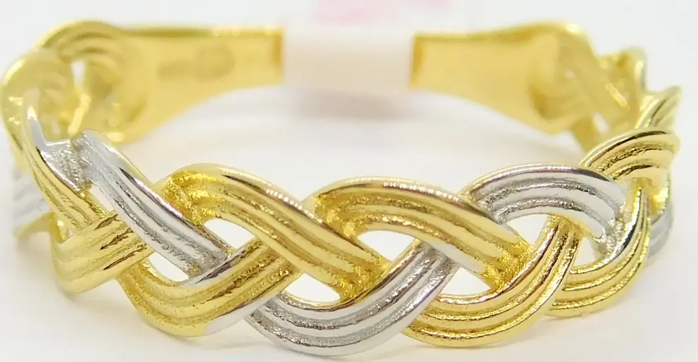 Klenoty Budín Mohutný dámský prsten z bílého a žlutého zlata 585/2,39gr vel. 59 HK1150