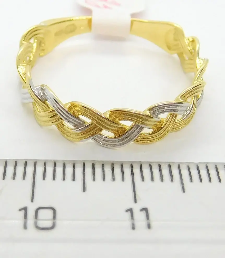 Klenoty Budín Mohutný dámský prsten z bílého a žlutého zlata 585/2,39gr vel. 59 HK1150