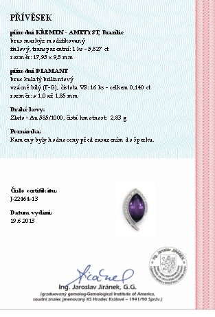 Klenoty Budín Diamantový zlatý přívěsek s fialovým ametystem 585/1,51 gr J-21599-12 POŠTOVNÉ ZDARMA!