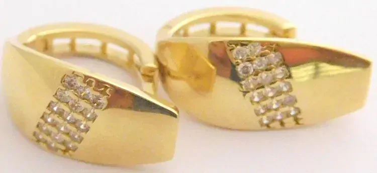 Klenoty Budín Mohutné celozlaté náušnice se zirkony - kruhy 585/2,77gr HK2232