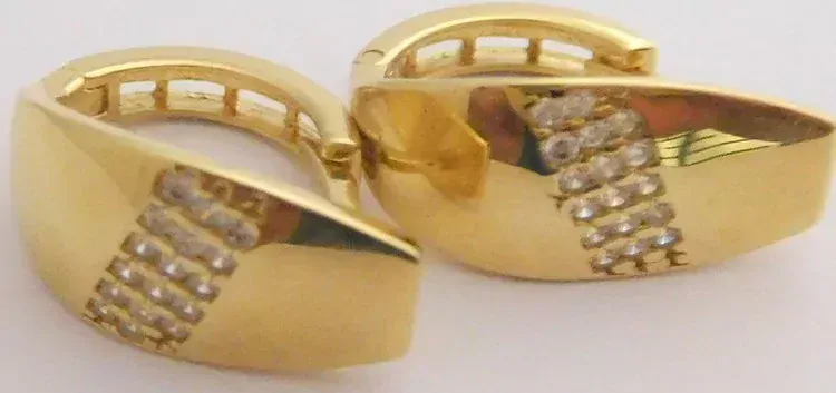 Klenoty Budín Mohutné celozlaté náušnice se zirkony - kruhy 585/2,77gr HK2232