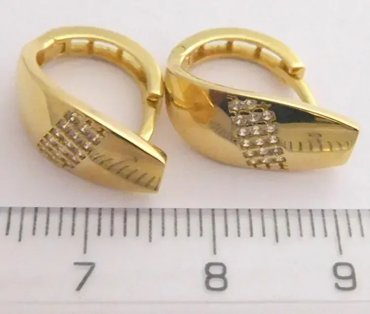 Klenoty Budín Mohutné celozlaté náušnice se zirkony - kruhy 585/2,77gr HK2232