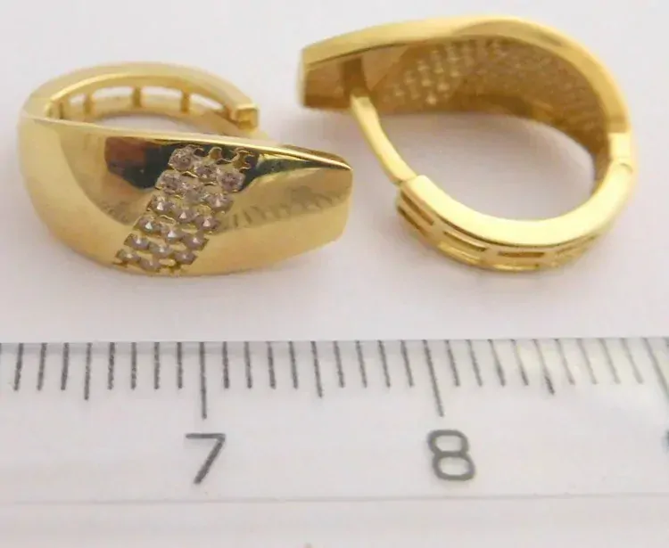 Klenoty Budín Mohutné celozlaté náušnice se zirkony - kruhy 585/2,77gr HK2232