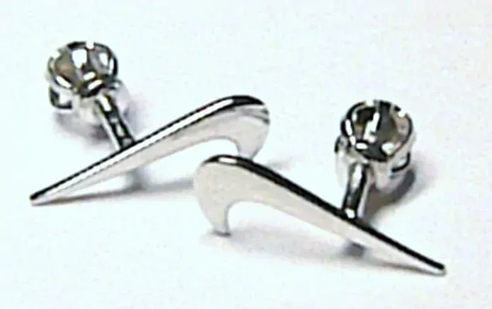 Klenoty Budín Zlaté pecičky - pecky náušnice bílé zlato tvar NIKE na šroubek 585/0,49gr 331041013
