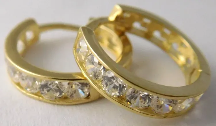 Klenoty Budín Zlaté kroužky se zirkony 12ks průměr 12mm 585/1,39gr H846