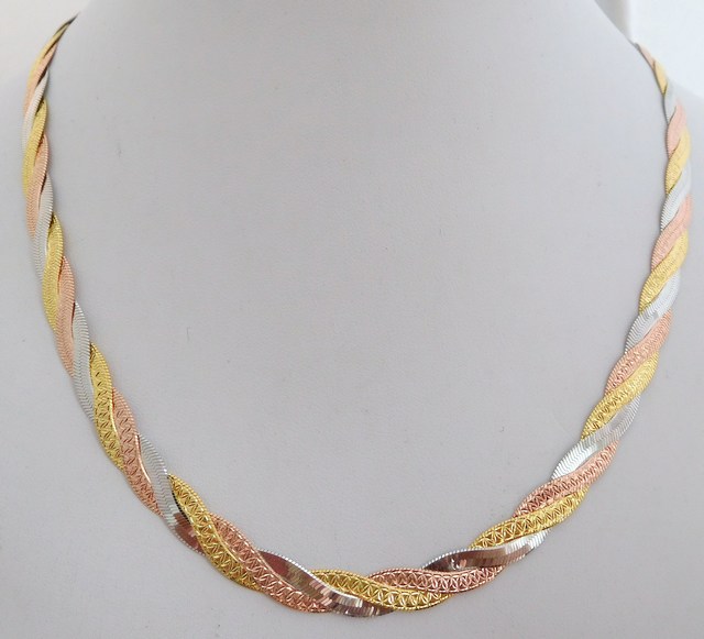 Klenoty Budín Stříbrný pletený náramek - růžové a žluté zlacení 19cm 5,93gr 0306477