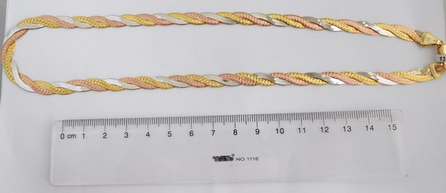 Klenoty Budín Stříbrný pletený náramek - růžové a žluté zlacení 19cm 5,93gr 0306477