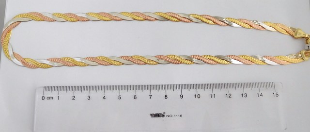 Klenoty Budín Stříbrný pletený náhrdelník - růžové a žluté zlacení 50cm 15,33gr 0306478