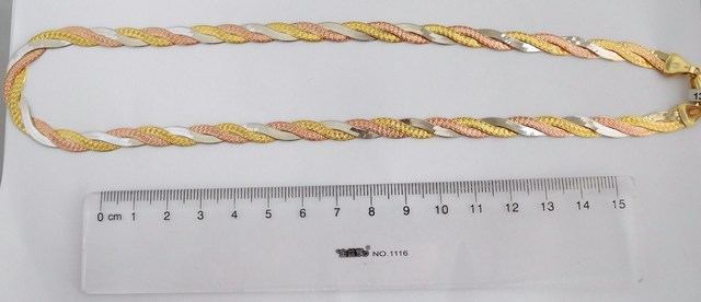 Klenoty Budín Stříbrný pletený náhrdelník - růžové a žluté zlacení 45cm 13,87gr 0306478