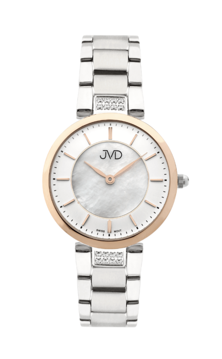 Dámské luxusní náramkové designové hodinky JVD JVD JG1013.2 se zirkony a švýcarským strojkem