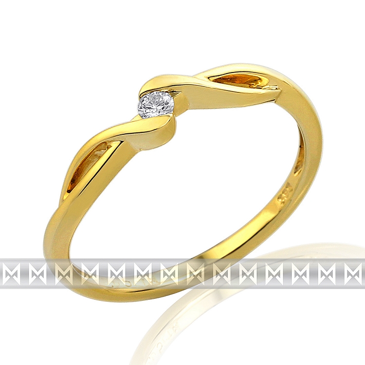 Zásnubní diamantový prsten ze žlutého zlata 1ks 0,05ct POŠTOVNÉ ZDARMA!