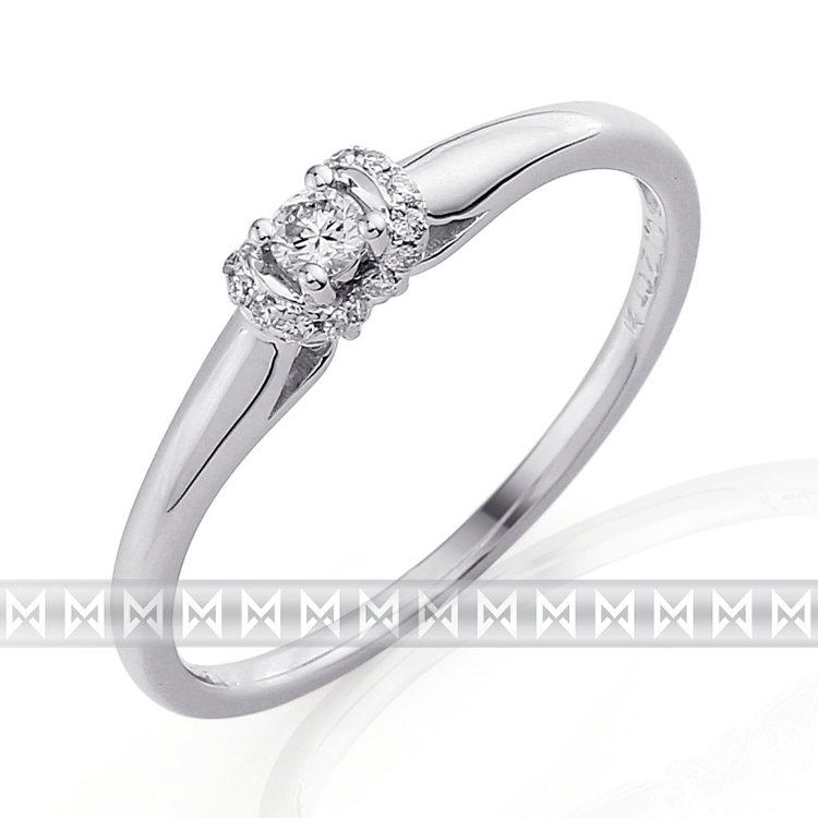 Klenoty Budín Luxusní zásnubní diamantový prsten z bílého zlata 17/0,12 ct 585/1,55 gr3860843