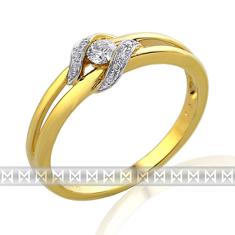 Klenoty Budín Diamantový prsten ze žlutého zlata (i zásnubní) s 11ks diamantů 585/2,3gr vel.56