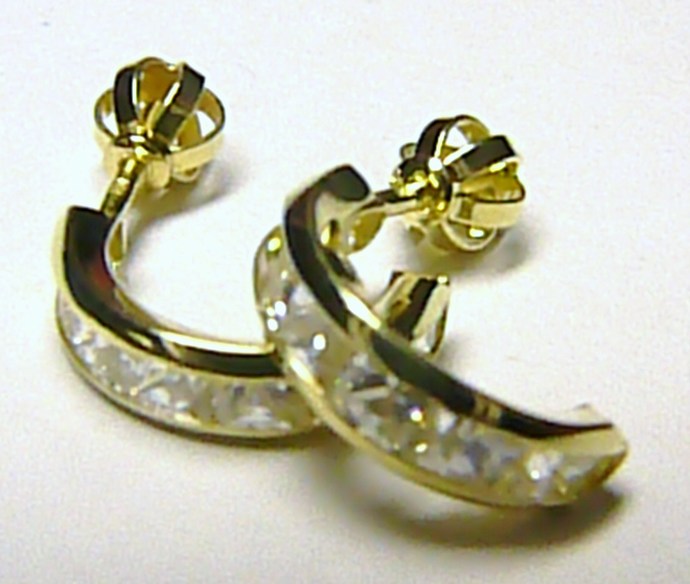 Klenoty Budín Zlaté půlkruhy - zlaté náušnice kruhy poseté zirkony (12 ks) 585/1,72gr 236041160