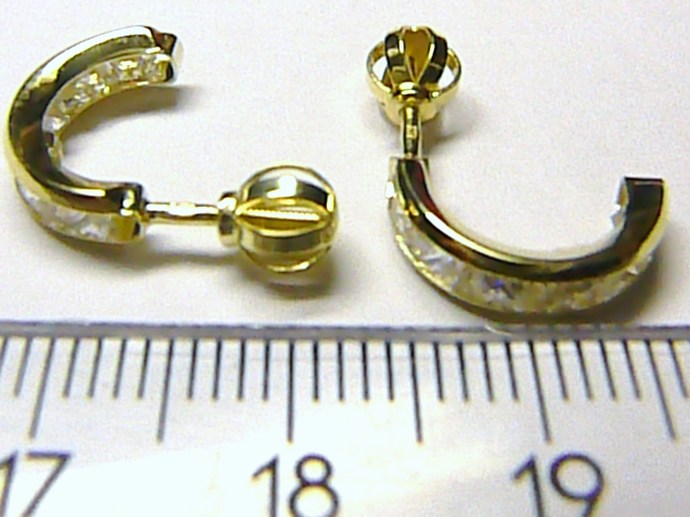 Klenoty Budín Zlaté půlkruhy - zlaté náušnice kruhy poseté zirkony (12 ks) 585/1,72gr 236041160