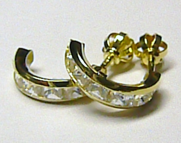 Klenoty Budín Zlaté půlkruhy - zlaté náušnice kruhy poseté zirkony (12 ks) 585/1,72gr 236041160