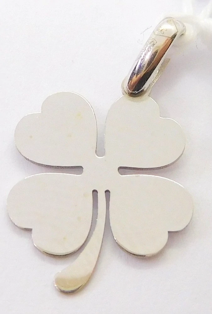 Klenoty Budín Dámský zlatý přívěsek z bílého zlata srdíčkový čtyřlístek pro štěstí 585/0,60gr HK3267