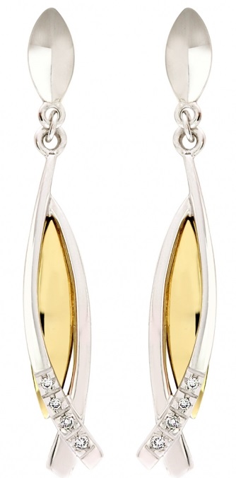 Elegantní diamantové náušnice ze žlutého zlata AGALAIA s brilianty 1750108