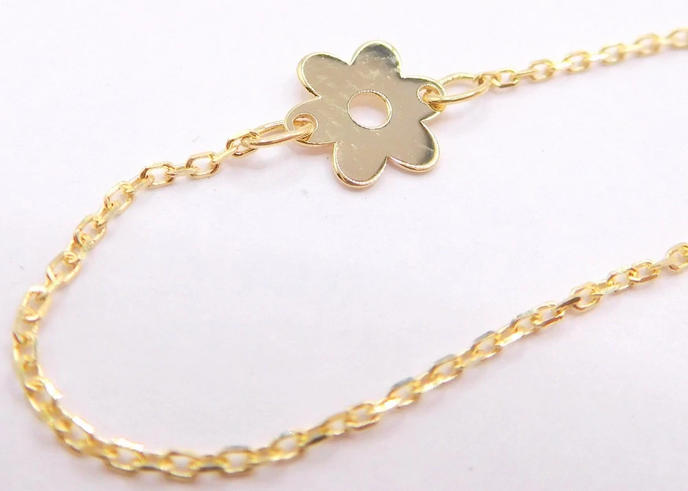 Klenoty Budín Dámský zlatý náramek ze žlutého zlata s květinkou 585/0,67gr 17+1cm HK7154