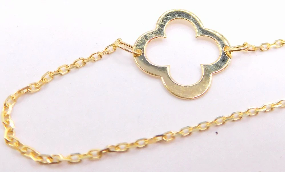 Klenoty Budín Dámský zlatý náramek ze žlutého zlata se čtyřlístkem pro štěstí 585/0,63gr 17+1cm HK7153