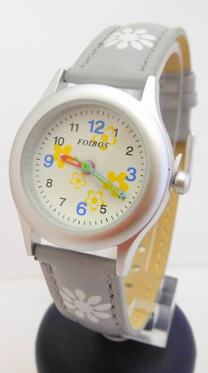 Foibos Šedivé dětské hodinky Foibos CK1567.6 s barevnými motivy