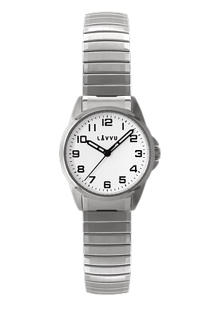 Pružné přehledné dámské hodinky LAVVU STOCKHOLM Small White LWL5010