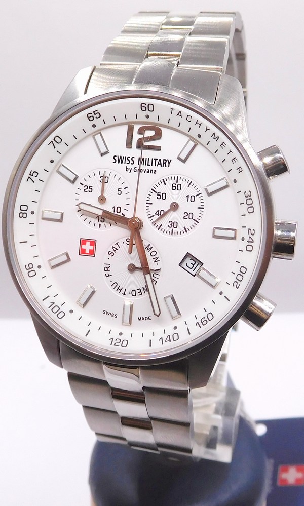 GROVANA Luxusní pánské švýcarské ocelové hodinky Swiss Millitary by Grovana 7015.9133