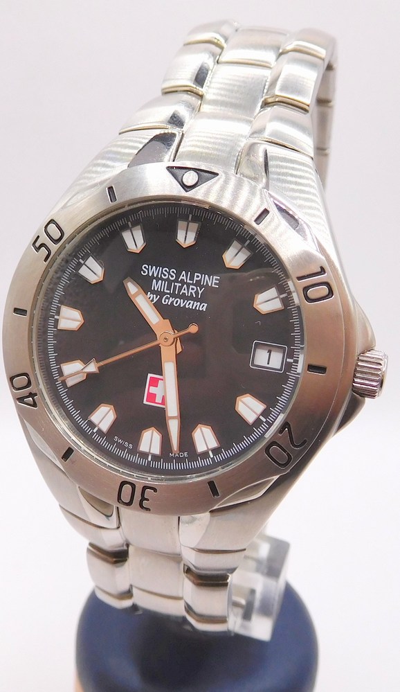 GROVANA Luxusní pánské švýcarské ocelové hodinky Swiss Alipne Millitary by Grovana 1501.1137