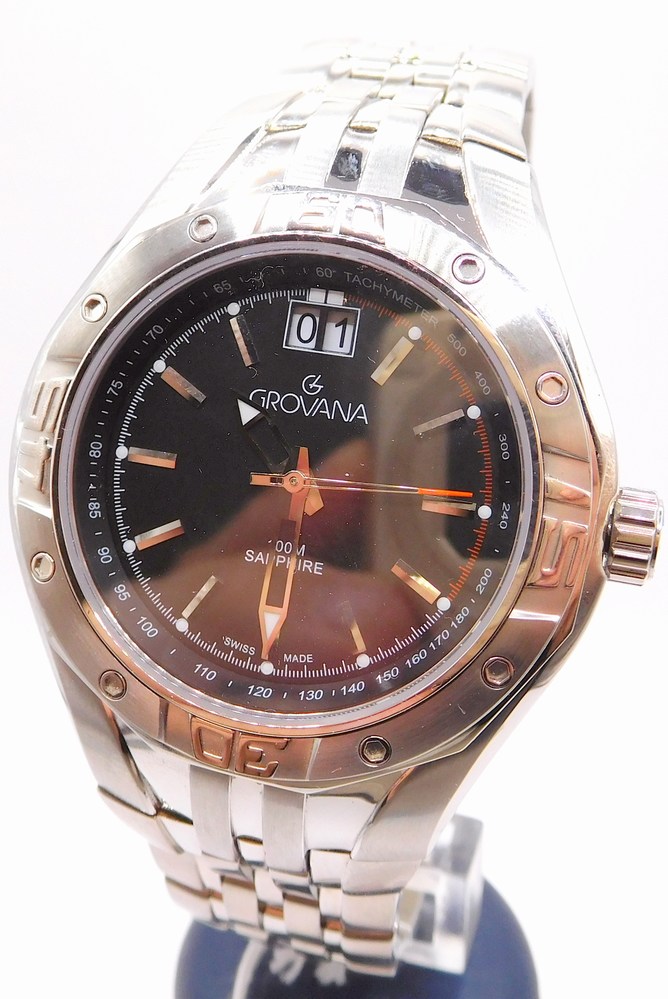 GROVANA Luxusní pánské švýcarské ocelové hodinky Swiss Alipne Millitary by Grovana 1610.1137