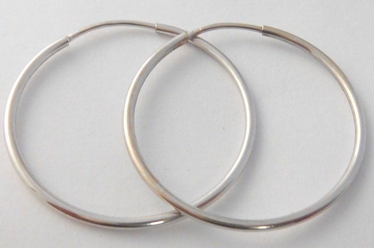 Klenoty Budín Velké hladké zlaté kruhy z bílého zlata 30mm/3,0cm 585/0,99gr H025